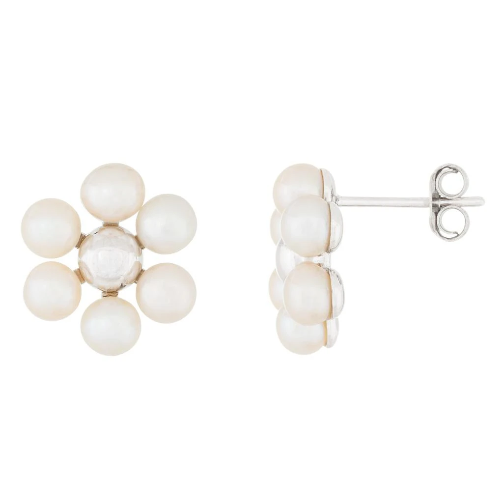 Splendid Pearls White 4-4.5mm Flower Shaped Freshwater Pearl Earrings 1