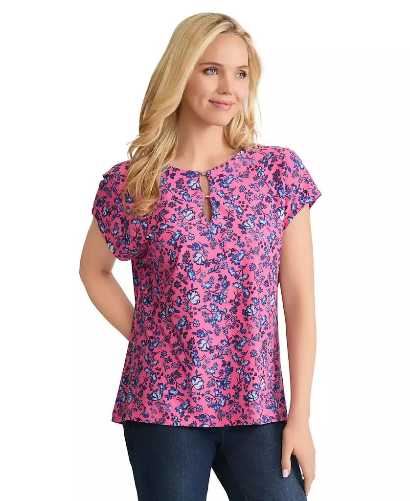 JONES NEW YORK Women
s Double Trim Extended Shoulder Top