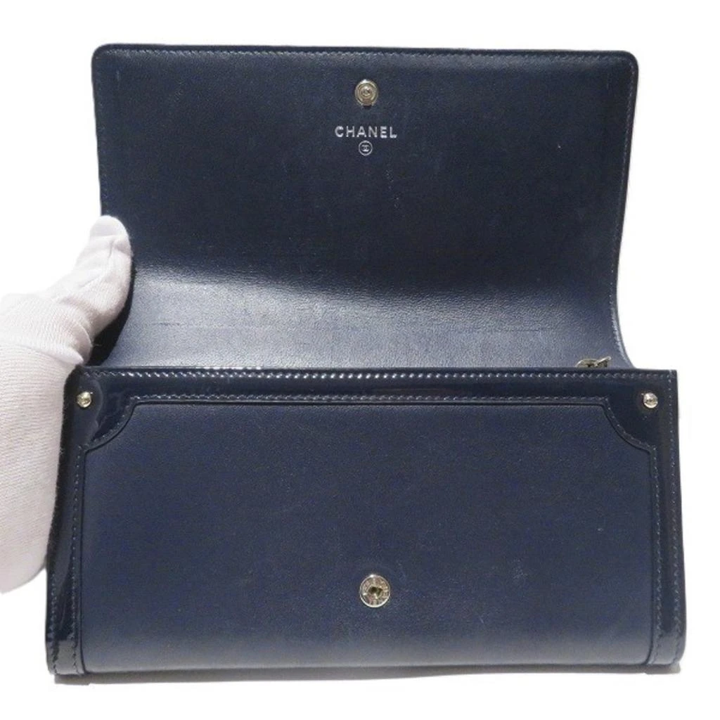 Chanel Navy Leather Coin Purse/Coin Case (Pre-Owned) 3