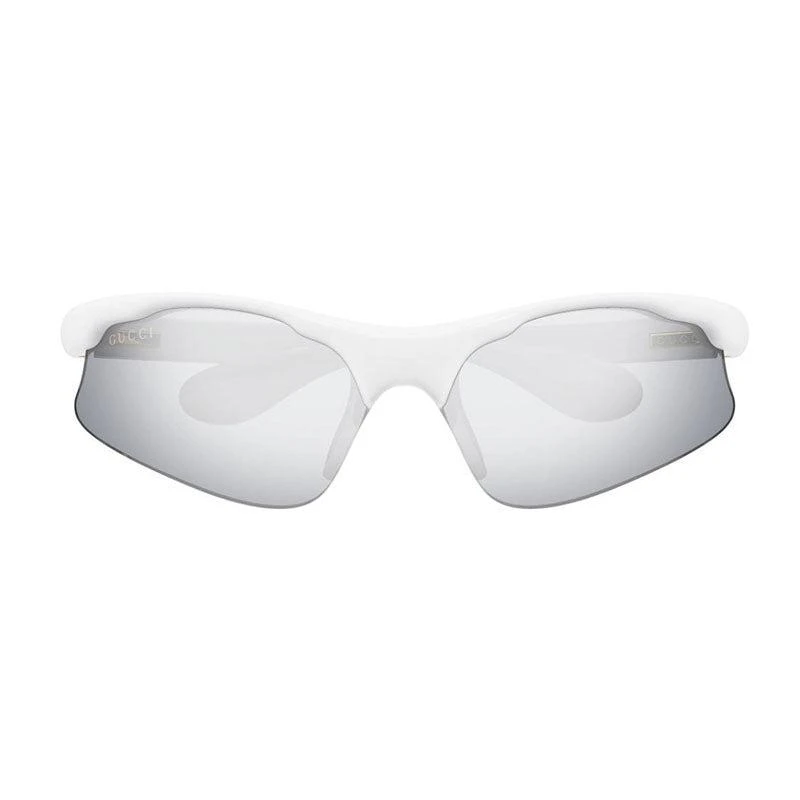 Gucci Gucci Geometric Semi Rim, with a White frame and Smoke Silver Mirror lens. 2