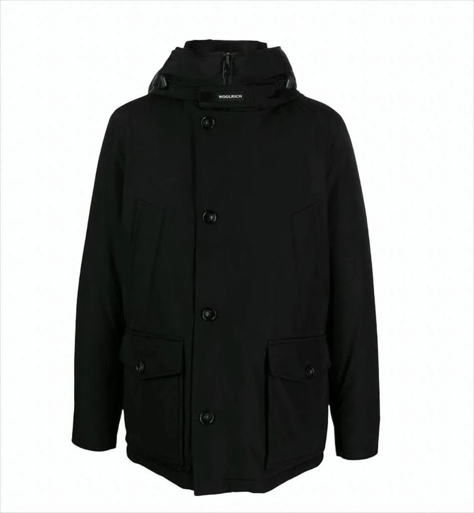 Woolrich Padded Black Anorak With Drawstring Hood