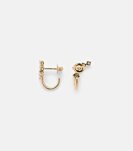Melissa Kaye Aria Dagger Huggie 18kt gold hoop earrings with diamonds 4