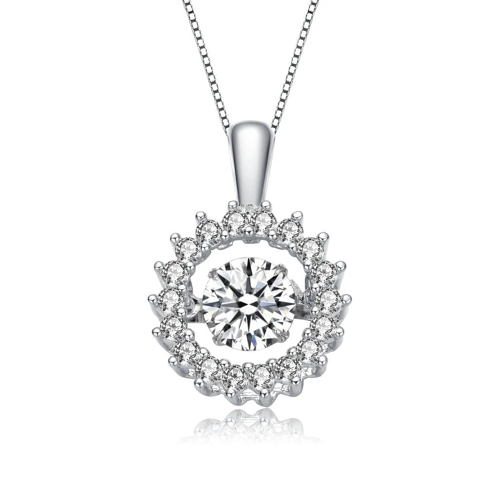 Genevive GENEVIVE Sterling Silver Cubic Zirconia Wreath Pendant Necklace