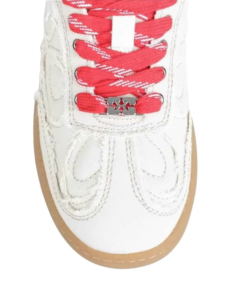 Ganni Textured White Sneakers with Red Laces 4
