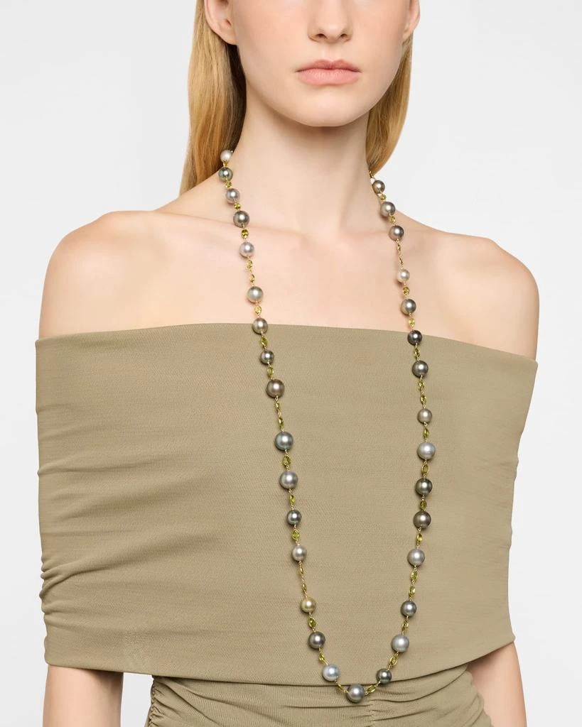 BELPEARL 18K Yellow Gold Tahitian Pearl and Peridot Necklace, 32"L 2
