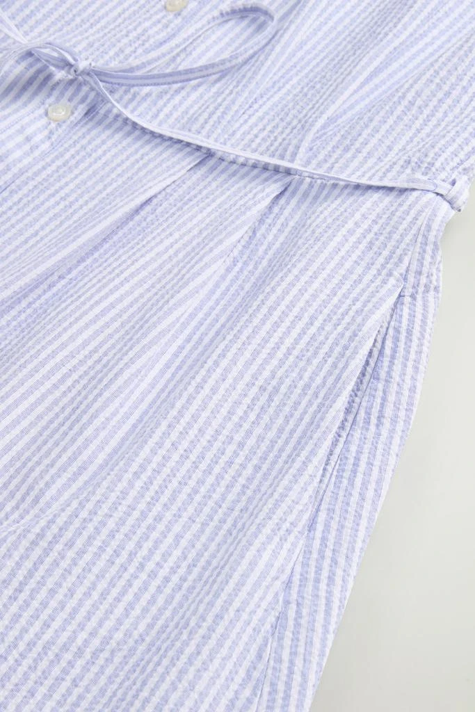 Woolrich Stretch Seersucker Cotton Shirt Dress - Women - Blue 7