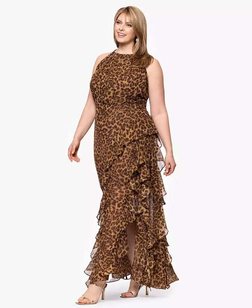 Betsy & Adam Plus Size Printed Halter Long Sheath Dress 2