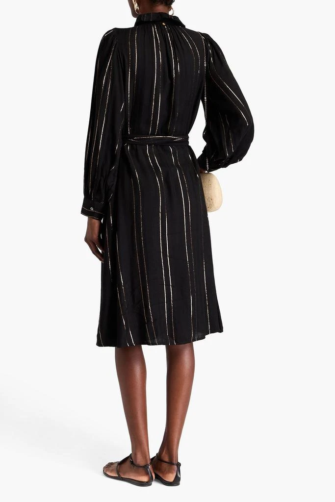 ANTIK BATIK Edward ruffled striped twill midi shirt dress 3