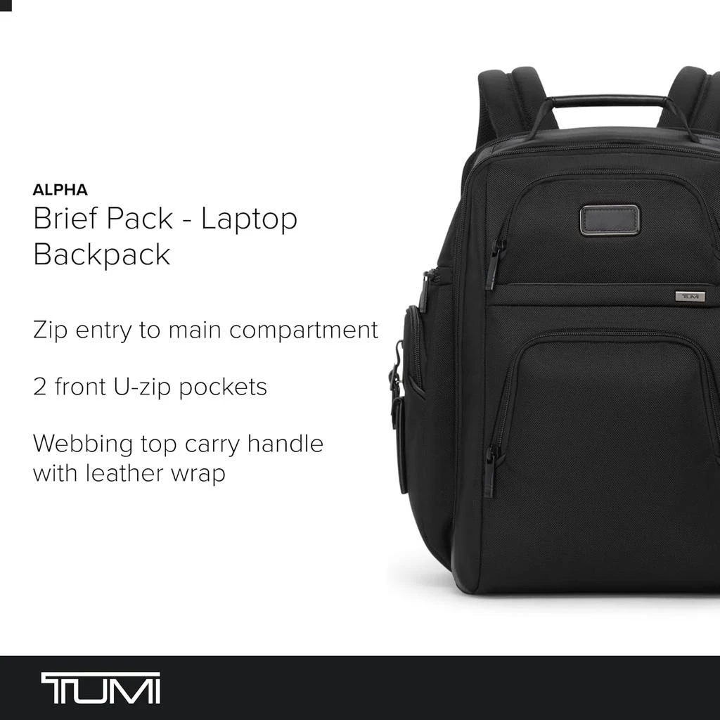 TUMI TUMI - Alpha Brief Pack - Men
s and Women
s Work and Travel Laptop Backpack with Padded Adjustable Strap - Fits Up to 15" Screen - Black 2