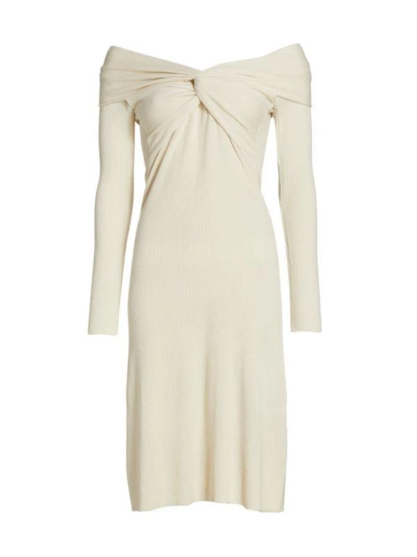HALSTON Jolie Off-The-Shoulder Sweater Dress 6