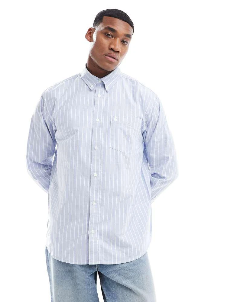Carhartt WIP Carhartt WIP long sleeve dowlen stripe shirt in blue 1