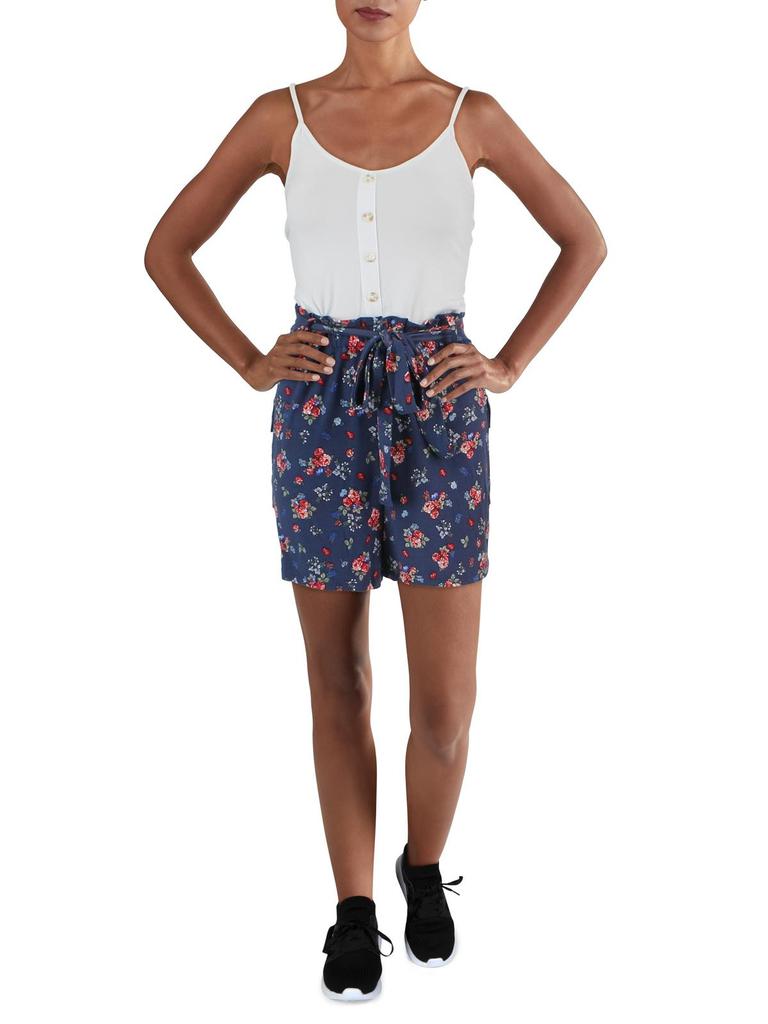 Ultra Flirt Juniors Womens Floral Print Sleeveless Romper