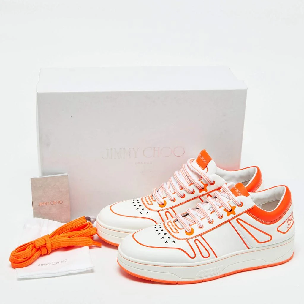 Jimmy Choo Jimmy Choo White/Neon Orange Leather Hawaii/F Sneakers Size 38 9