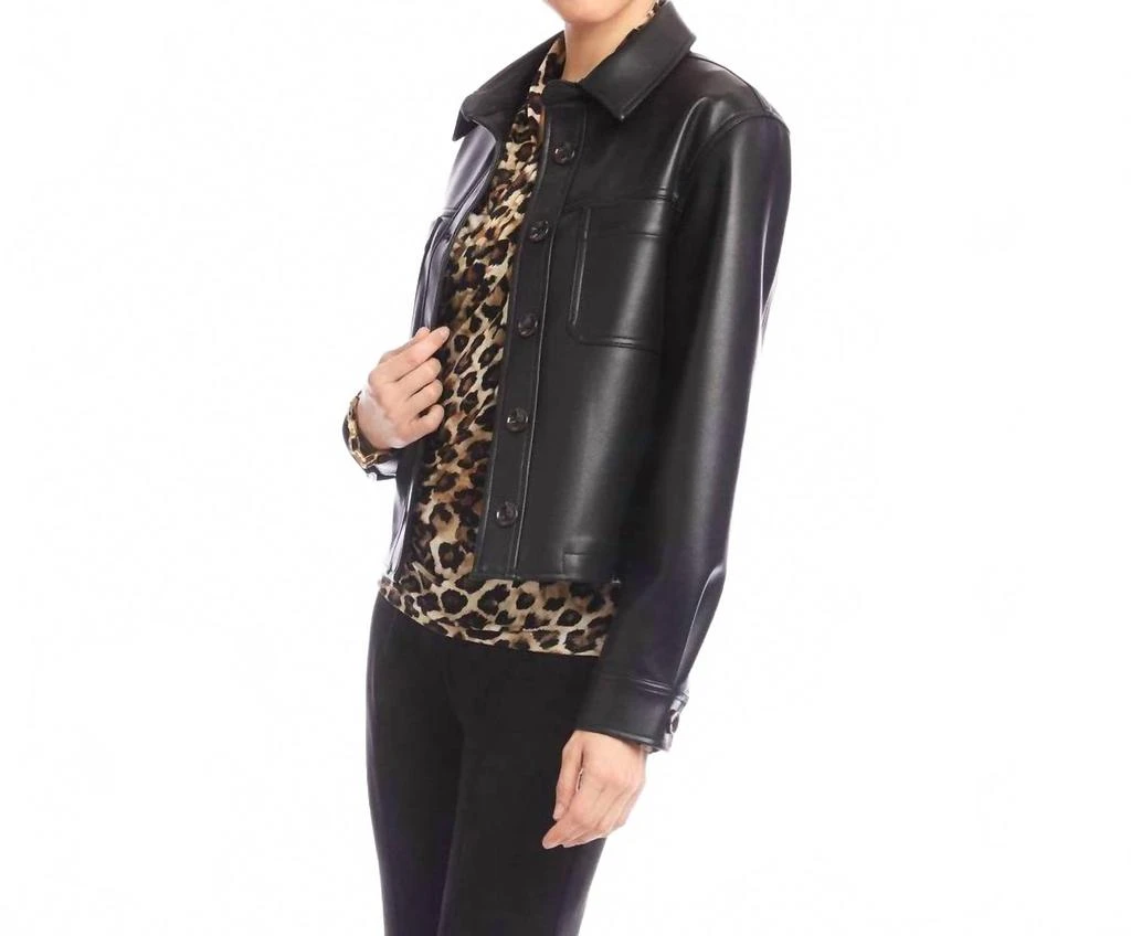 Karen Kane Faux Leather Cropped Jacket In Black 2