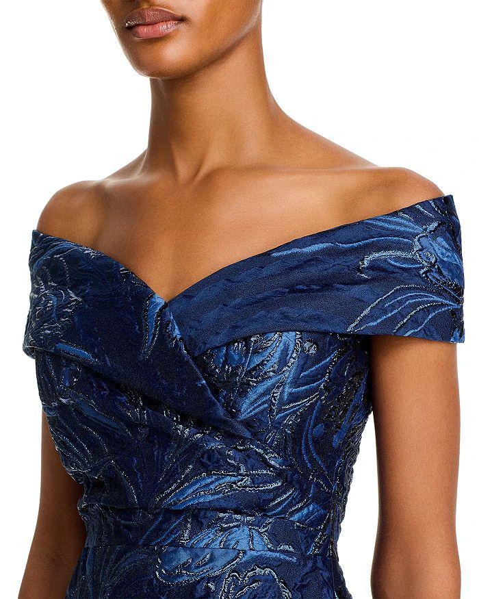Teri Jon Off-the-Shoulder Metallic Jacquard Gown 2