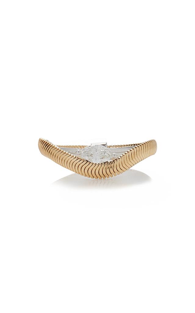 Nikos Koulis Nikos Koulis - 18K White and Yellow Gold Feelings Thin Diamond Ring - Gold - US 6.75 - Moda Operandi - Gifts For Her