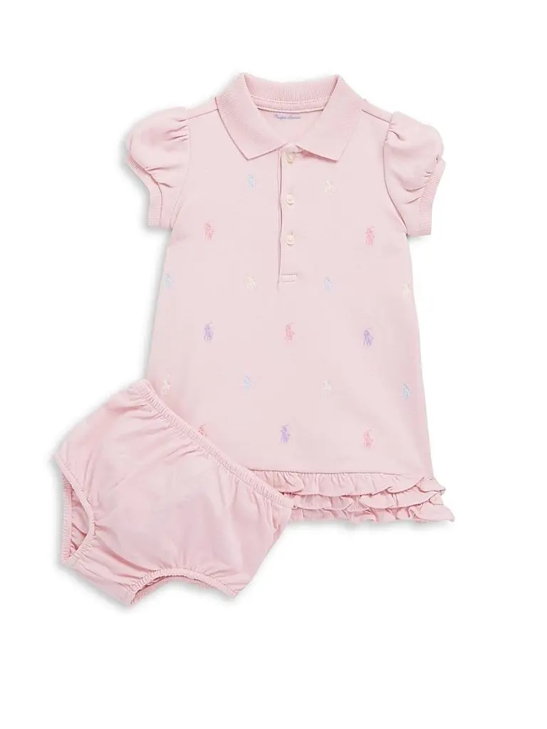 Ralph Lauren Baby Girl's Ruffled Polo Dress & Bloomers Set