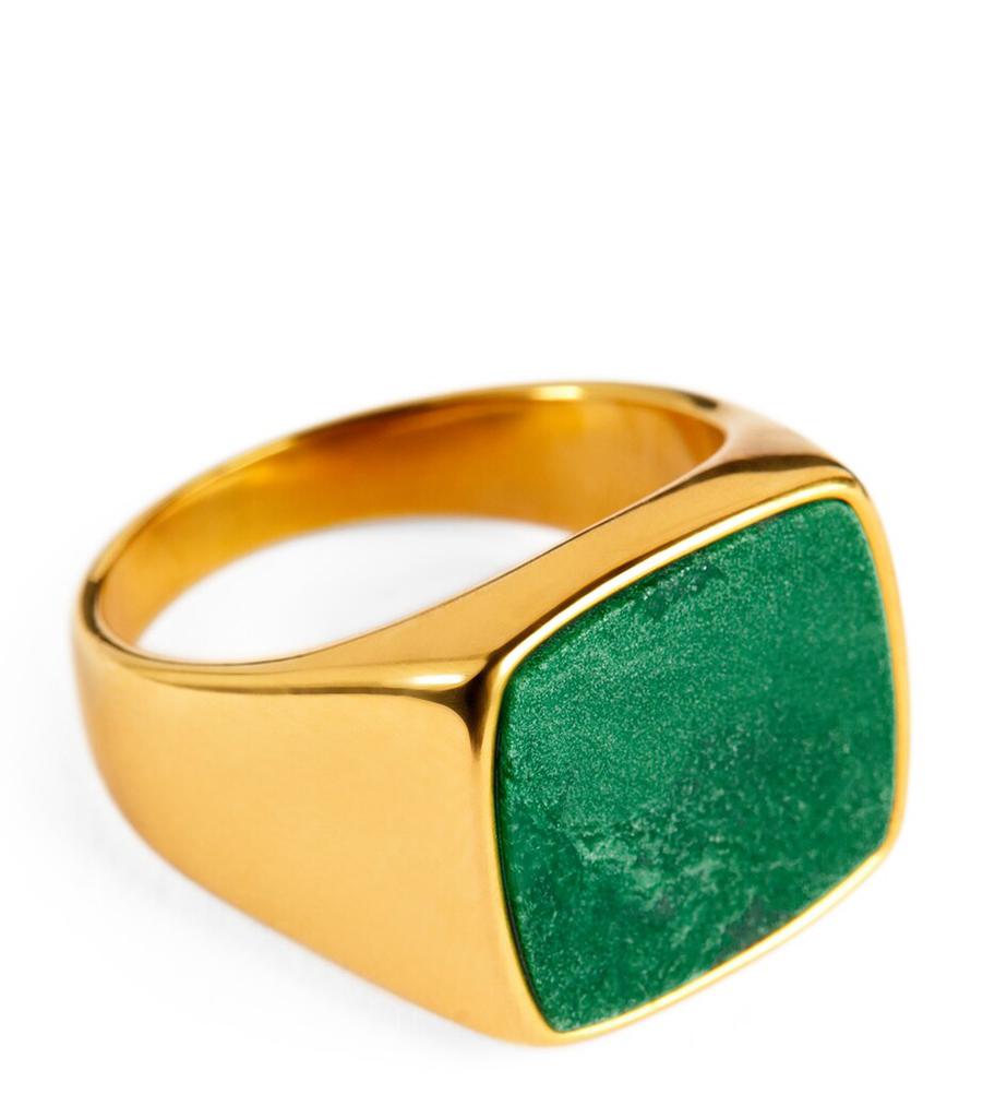 Nialaya Gold-Plated Jade Signet Ring