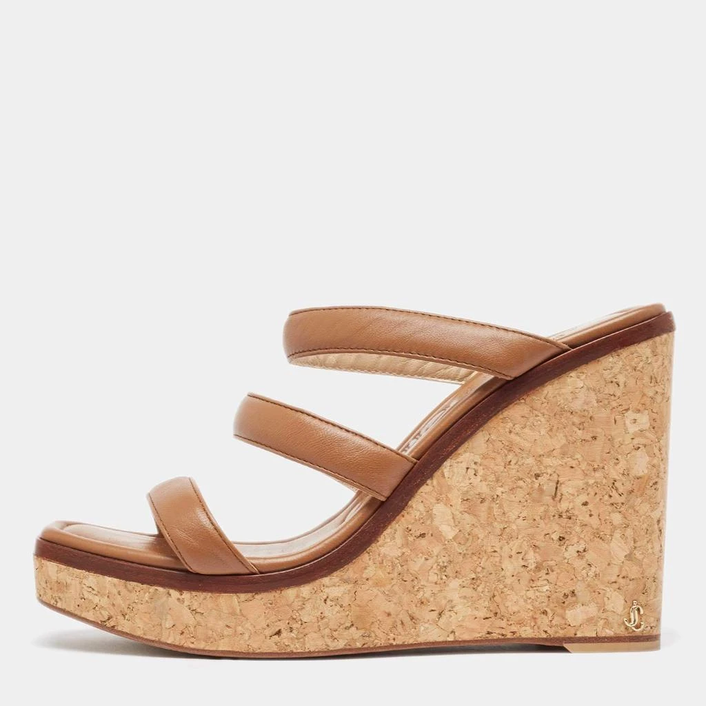 Jimmy Choo Jimmy Choo Brown Leather Athenia Wedge Sandals Size 39 1