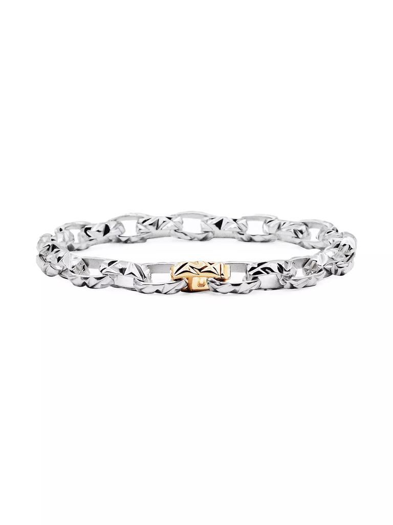 Bernard James Unisex Mirror Macro Sterling Silver Gold-Accented Link Bracelet