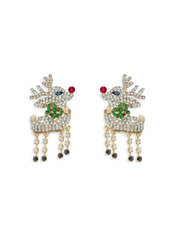 Eye Candy LA Luxe 14K Goldplated & Cubic Zirconia Reindeer Drop Earrings 1