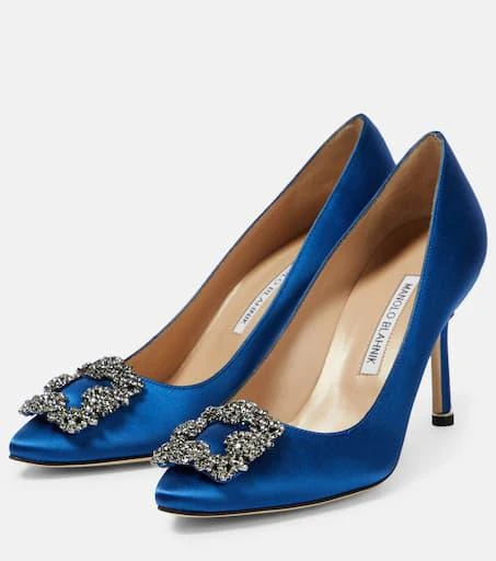 Manolo Blahnik Hangisi 90 embellished satin pumps 5