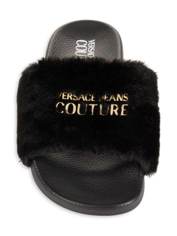 Versace Logo Faux Fur Slides 5