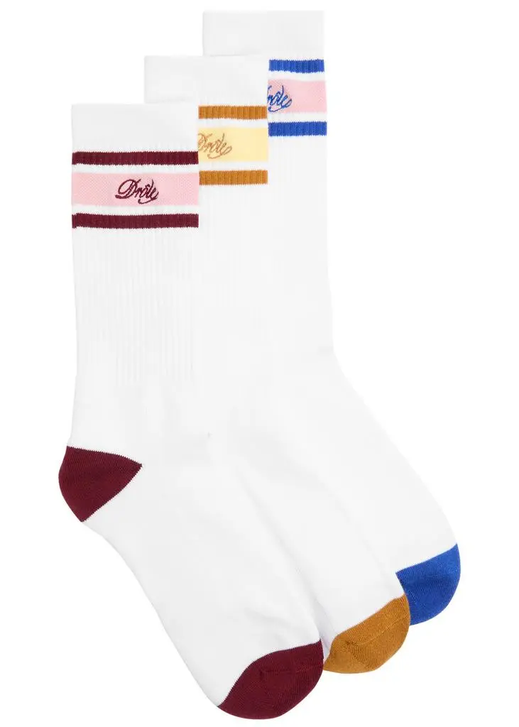 Drôle de Monsieur La Chaussette Drôle Rayée cotton-blend socks - set of three  2