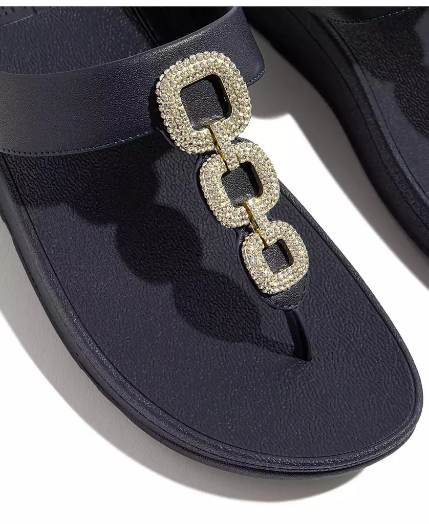 FitFlop Women's Fino Crystal Chain Leather Toe-Post Sandals 8