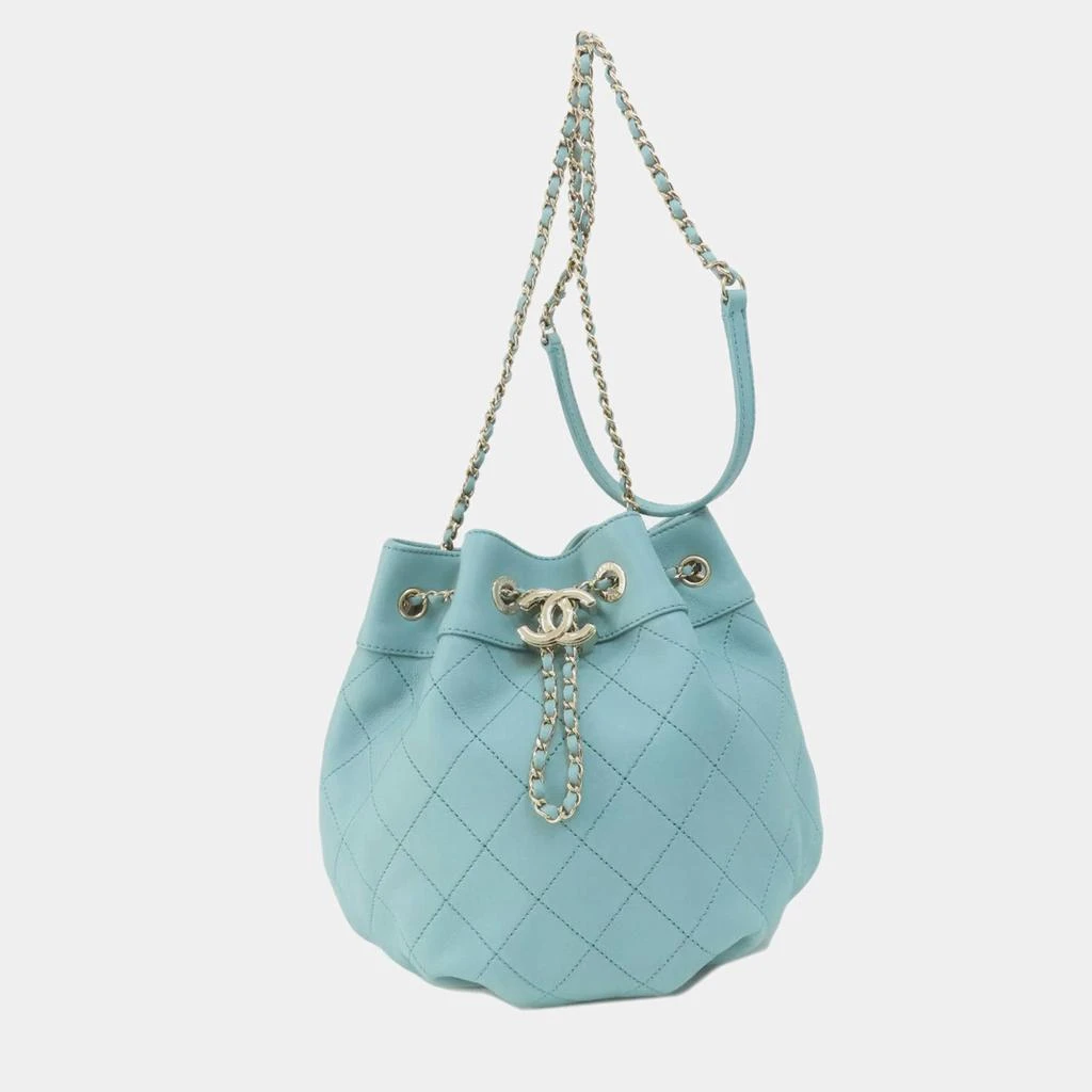 Chanel Chanel Blue Lambskin Quilted CC Drawstring Bucket Bag 2