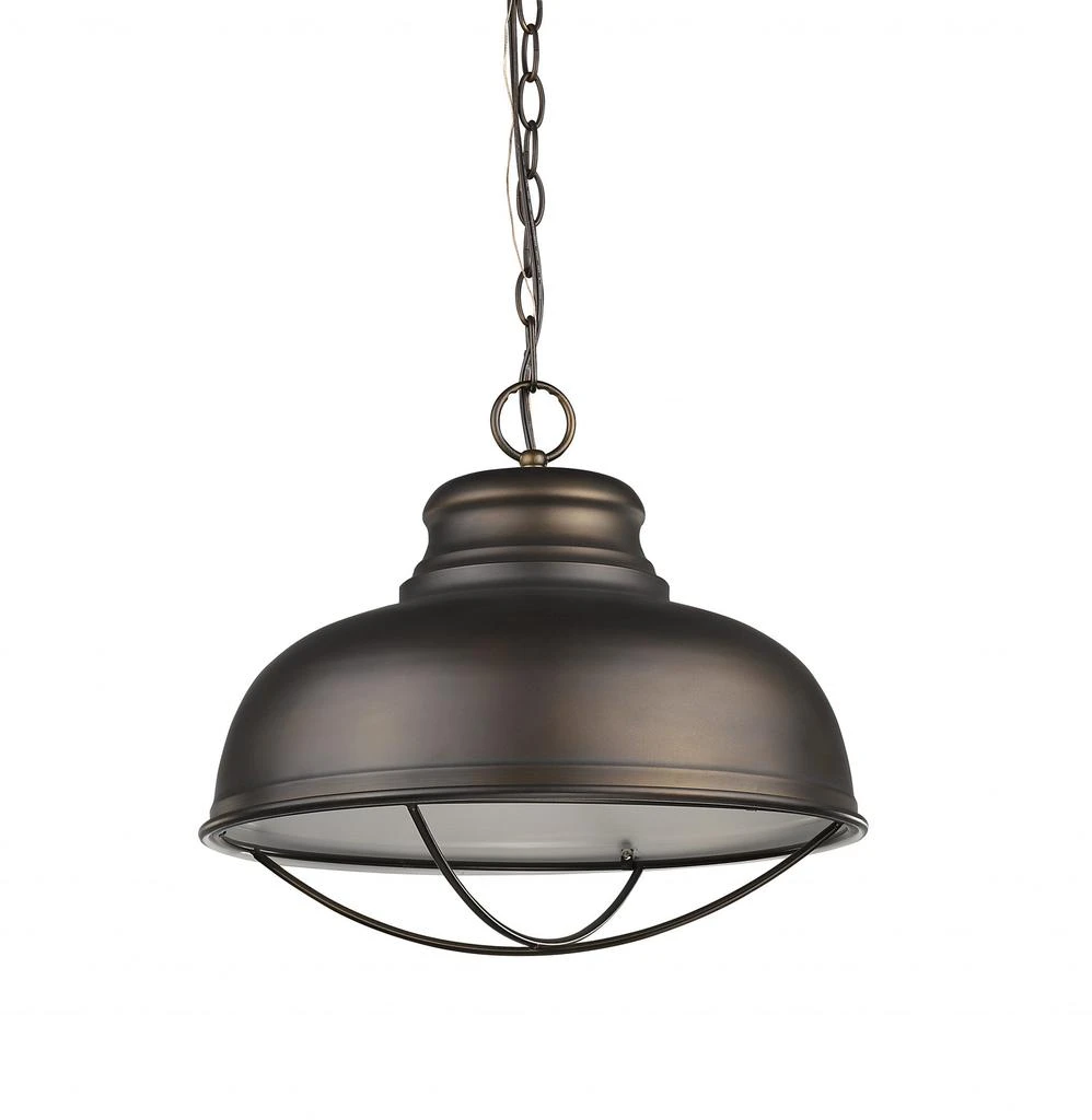 Hivvago Ansen 1-Light Oil-Rubbed Bronze Pendant With Gloss White Interior Shade