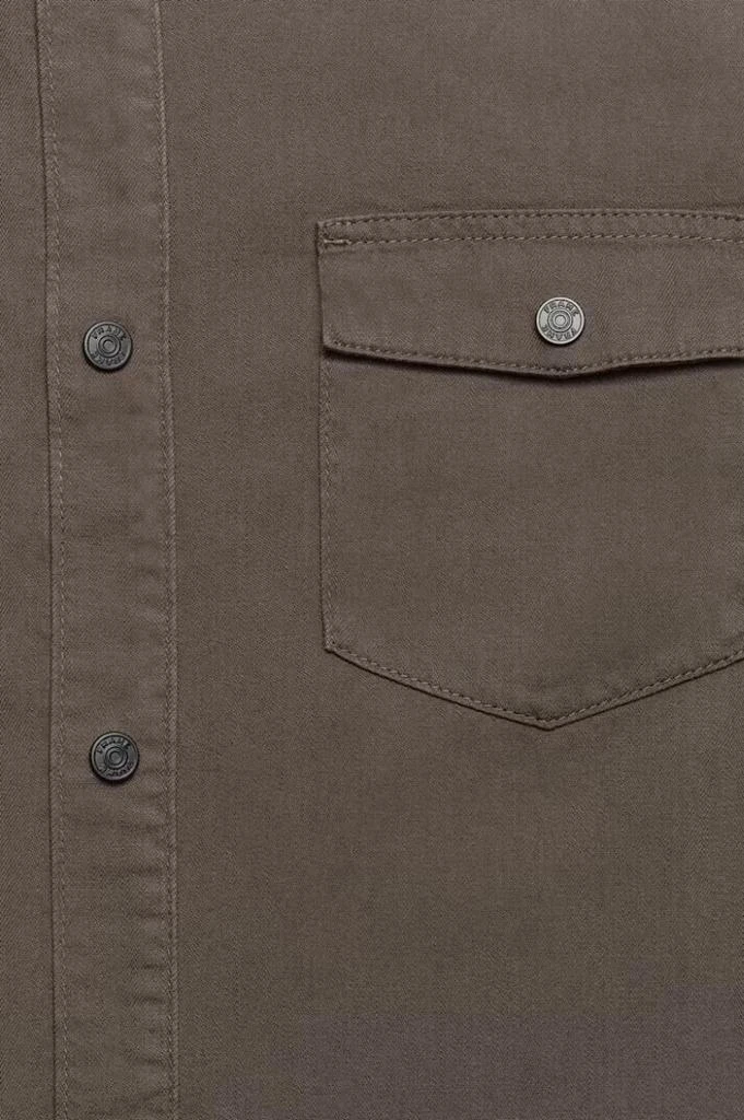 FRAME Men's Fashion Denim Shirt In Dark Olive 3