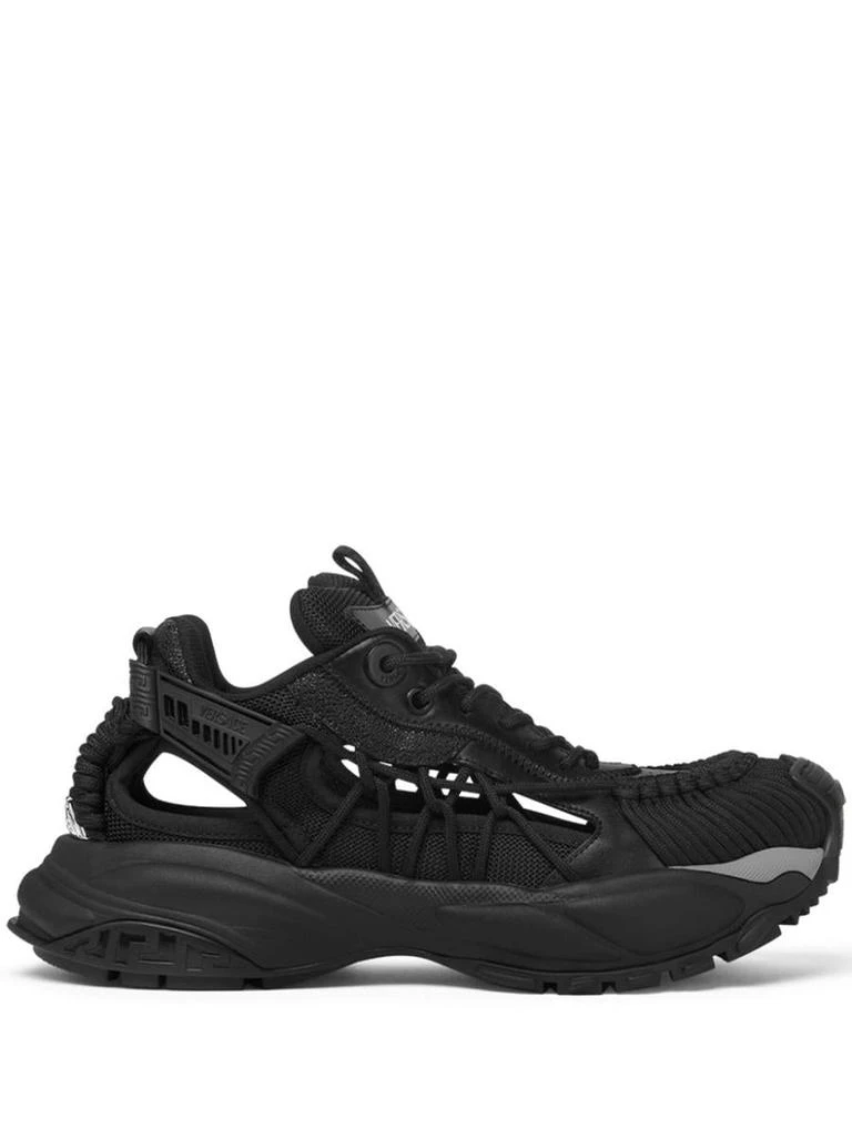 Versace Versace Black Sneakers With Black Panelled Design And Cut-Out Details 1