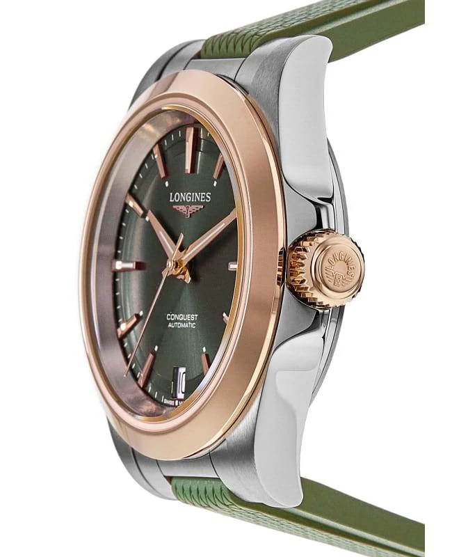 Longines Longines Conquest Automatic Green Dial 18K Rose Gold Plated Bezel Rubber Strap Women's Watch L3.430.5.02.9 3