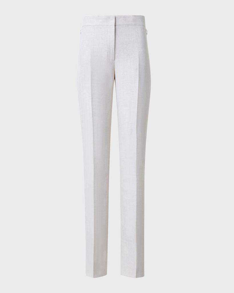 Akris Carl Linen Herringbone Straight-Leg Pants