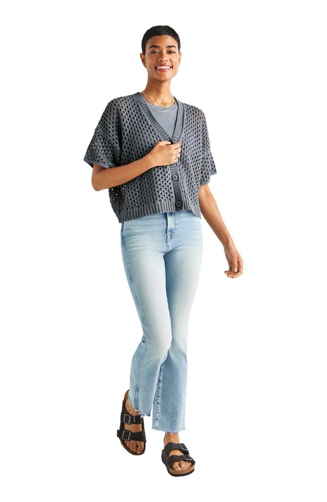Splendid Nova Short Sleeve Cotton Pointelle Cardigan 5