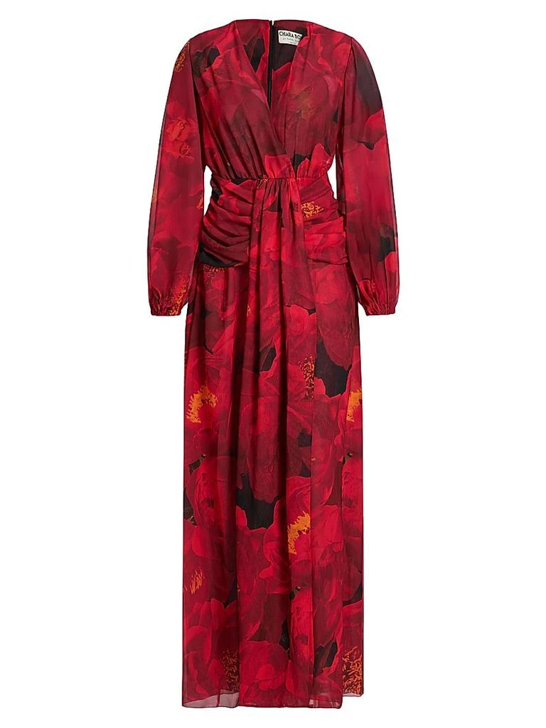 chinese dress ladies Olive Green Multi Floral Short Sleeve Chiffon Surplice Maxi Dress