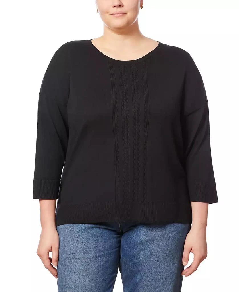 Melissa Paige Plus Size Cable-Knit Dropped-Shoulder 3/4-Sleeve Sweater 1