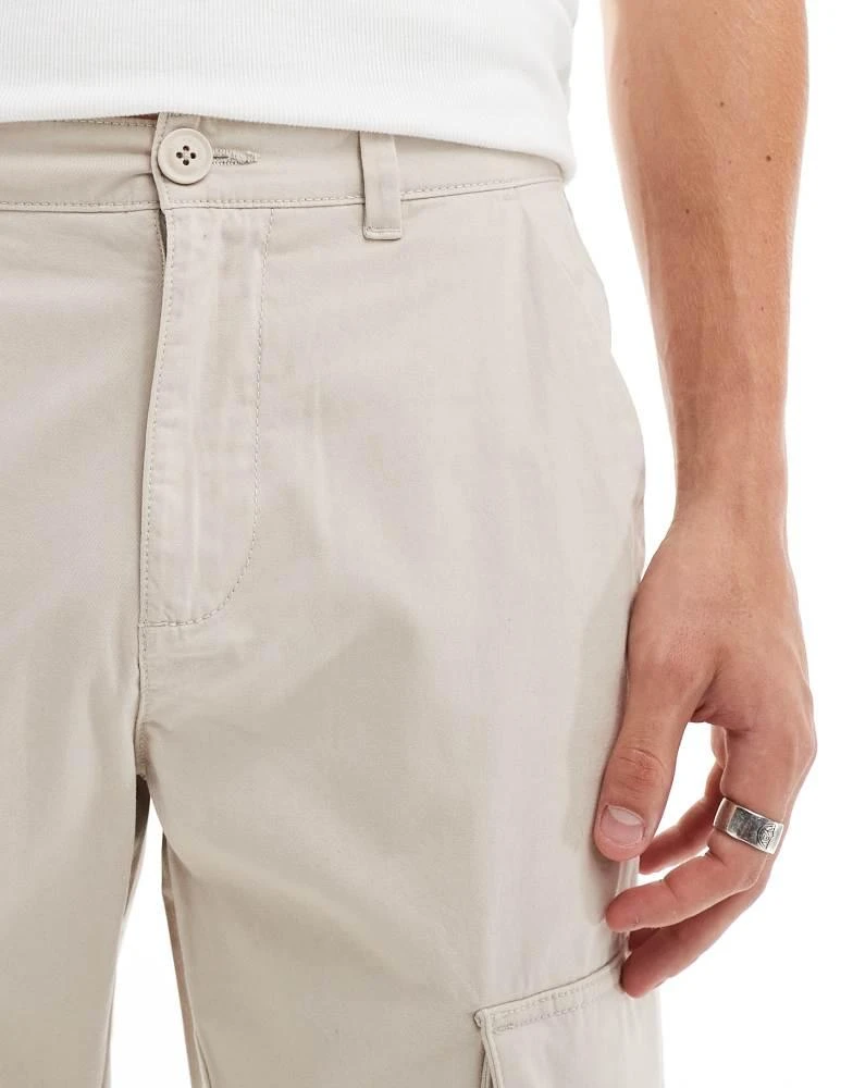 French Connection Mens French Connection cotton twill cargo trousers in stone 5