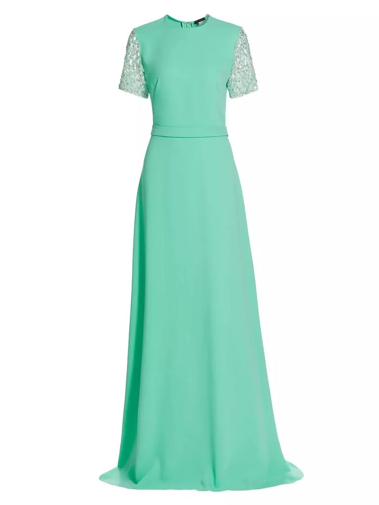 reem acra beaded cap sleeve dress Vintage-Inspired Reem Acra Wedding Dress