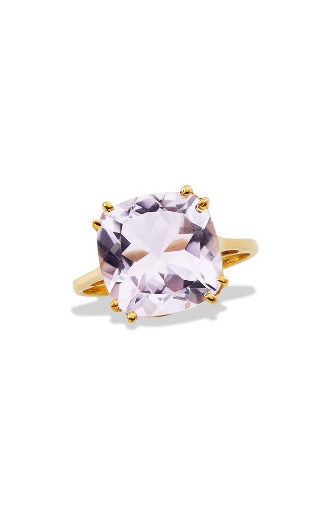 Savvy Cie Jewels 18K Gold Plated Sterling Silver Pink Amethyst Ring