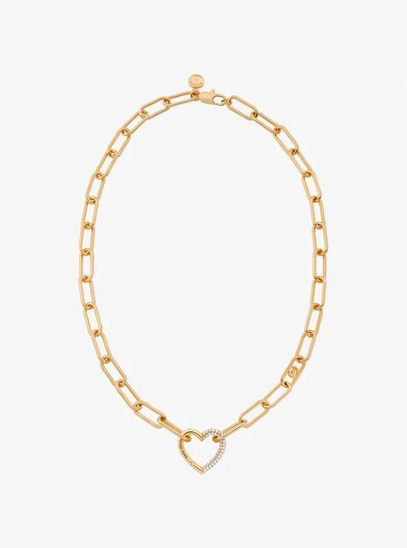 Michael Kors Pavé Heart Curb-Link Necklace 1
