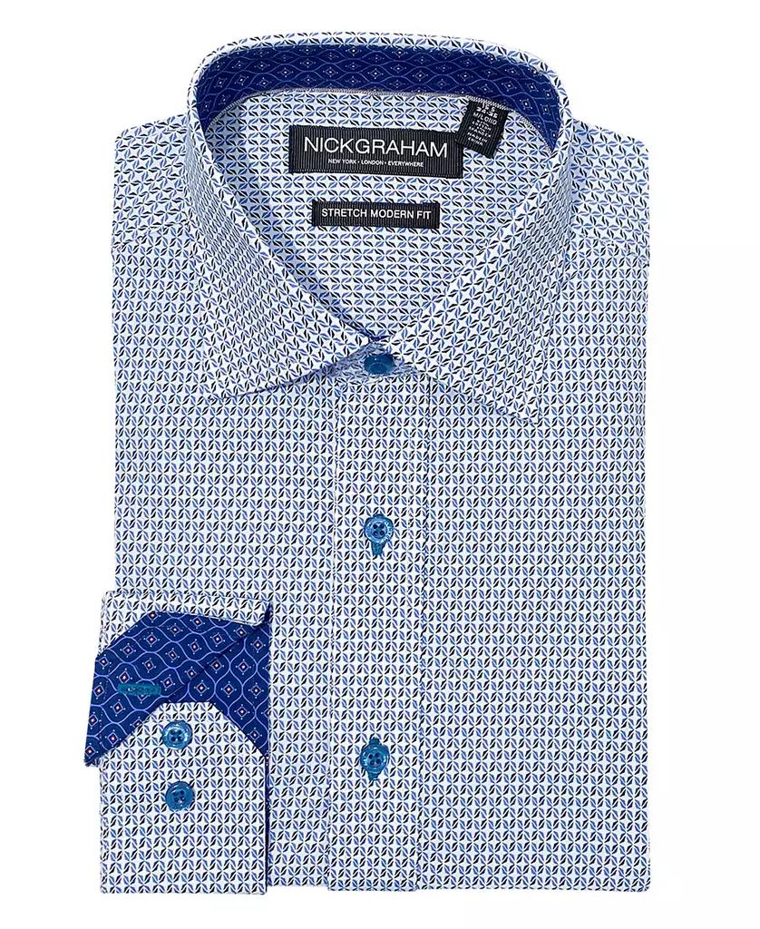 Nick Graham Men's Modern Fit Star Floral Medallion Dress Shirt