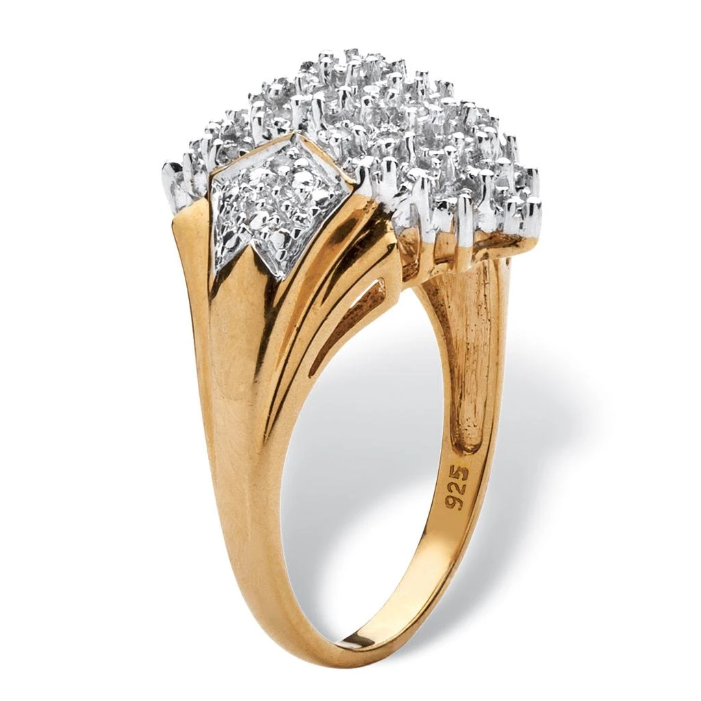 Palm Beach Jewelry 1/10 TCW Diamond Cluster Ring in 18k Yellow Gold-plated Sterling Silver 2