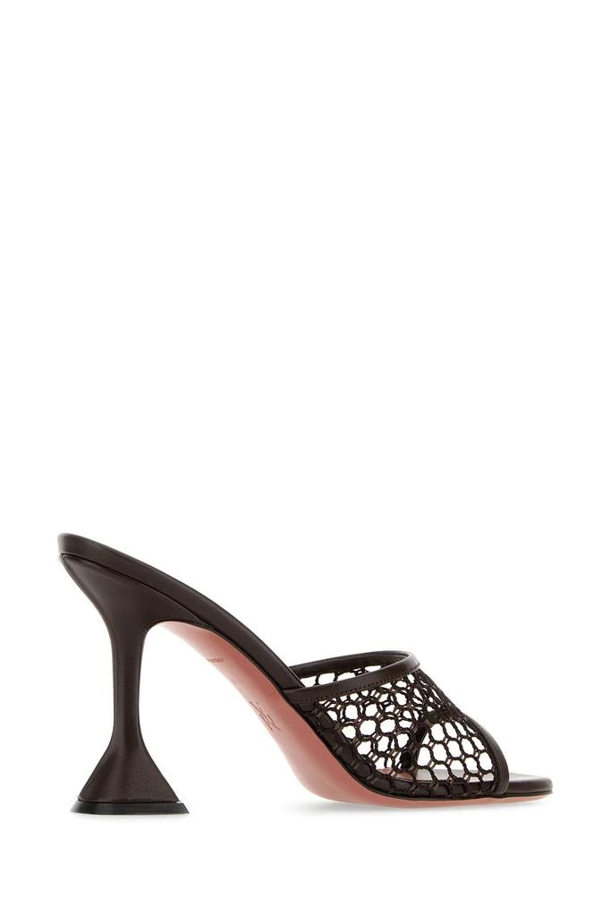 Amina Muaddi Brown mesh and leather Lupita mules 2
