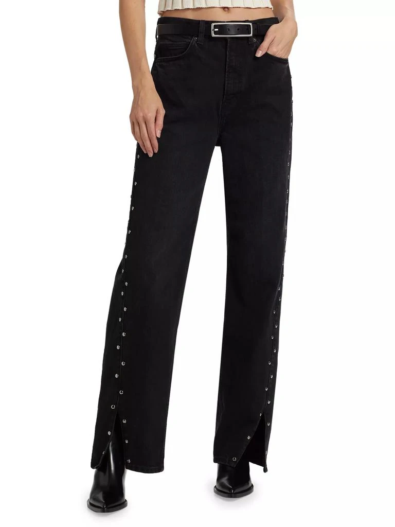 Reformation Cary Studded High-Rise Straight-Leg Jeans 3