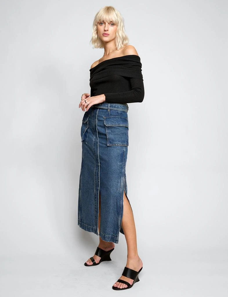 Pixie Market Rochelle Long belted Cargo Denim Skirt 3