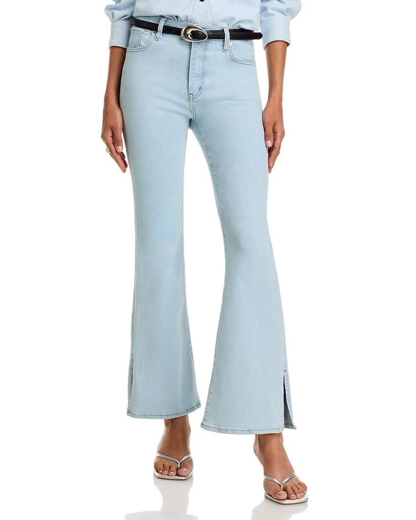 FRAME The Icon High Rise Flared Jeans in Feather Raw After 1