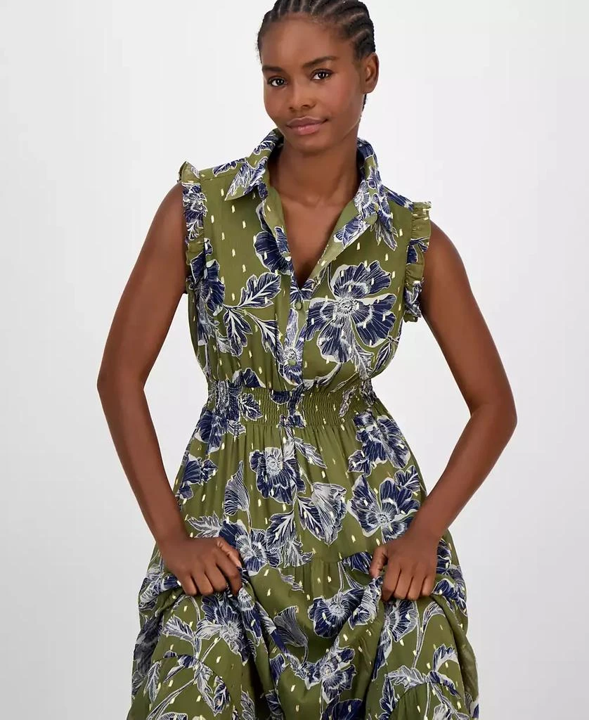 Anne Klein Women's Size Floral-Print Smocked Shirtdress 4