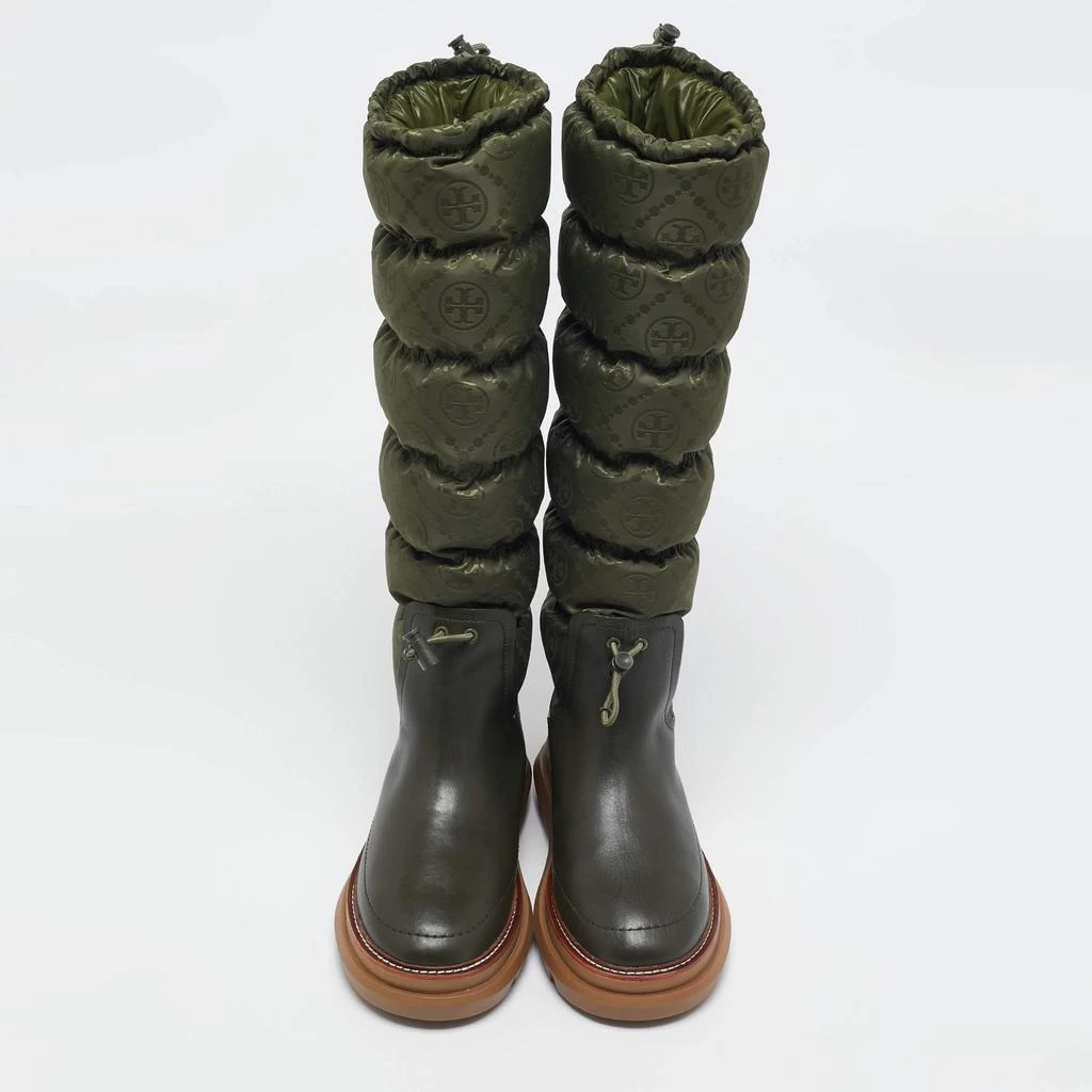Tory Burch Tory Burch Green Leather and Nylon Leccio Snow Boots Size 39.5 3